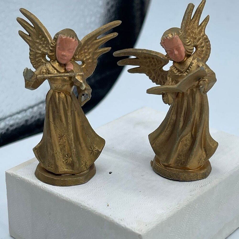 Vintage Midcentury gold plastic angels decor Christmas